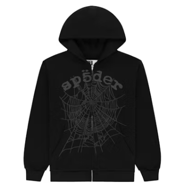 Sp5der OG Web V2 Phantom Zip Up Hoodie Black