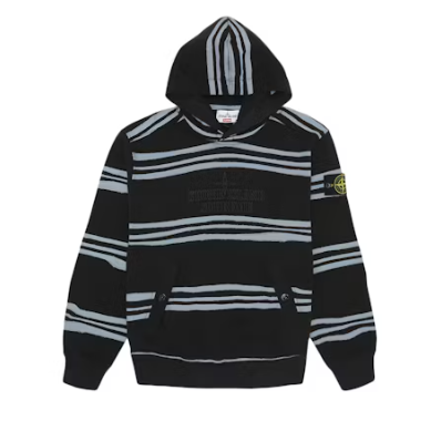 Supreme Stone Island Warp Stripe Hooded Sweatshirt Black
