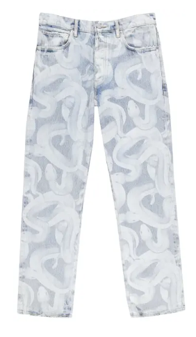 Purple Brand Straight Leg Jeans Snake Print Light Indigo
