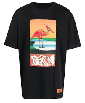 Heron Preston Abstract Heron Print T-Shirt Black Orange