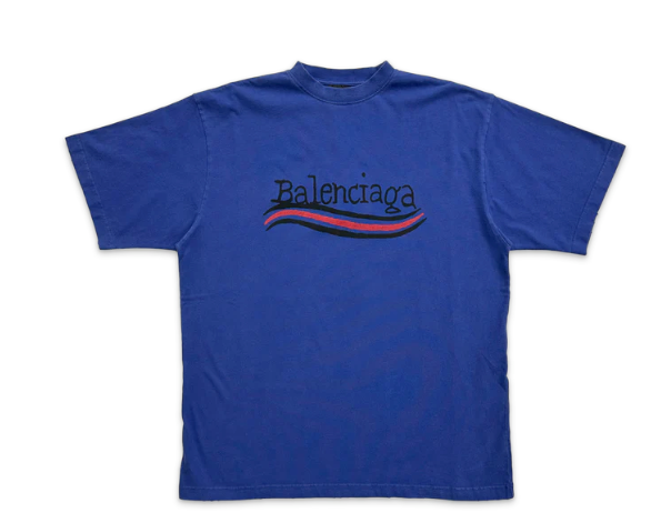 Balenciaga Hand Drawn Political Campaign Tee Blue