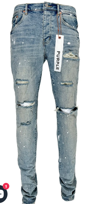 Purple Brand Light Indigo Paint Blowout Jeans