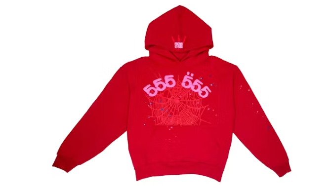 Sp5der Worldwide Red Angel Number 555 Hoodie Red