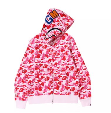 BAPE ABC Camo Shark Full Zip Hoodie Pink