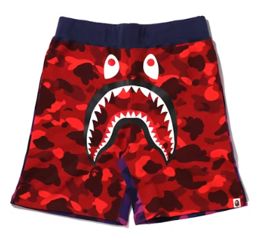 Bape Crazy Camo Shark Sweat Shorts Red