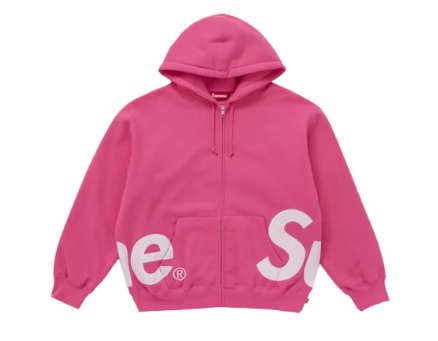 Supreme Big Logo Zip Up Hooded Sweatshirt Magenta