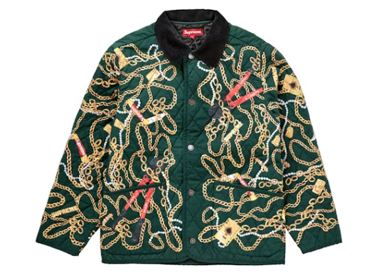 Supreme Chains Quilted Jacket Dark Green