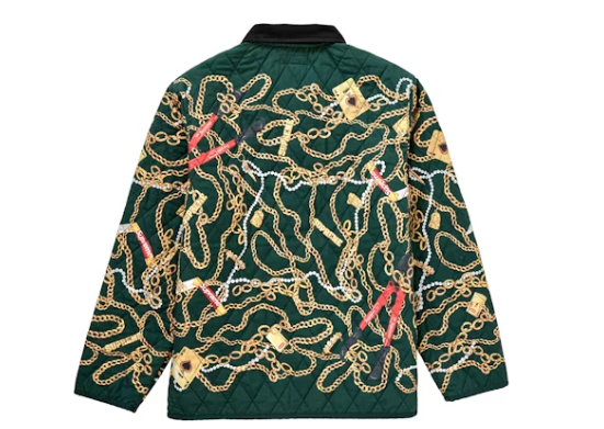 Supreme Chains Quilted Jacket Dark Green