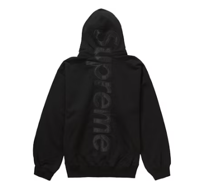 Supreme Satin Appliqué Hooded Sweatshirt (FW23) Black