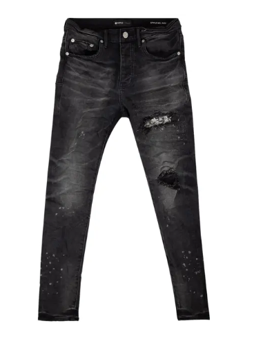 Purple Brand Bandana Print Patch Jeans Black