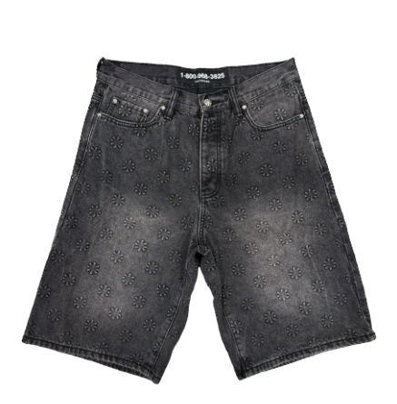 Lost Shdws Embossed Jean Shorts Black