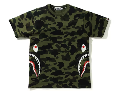 Bape 1st Camo Side Shark Tee Green