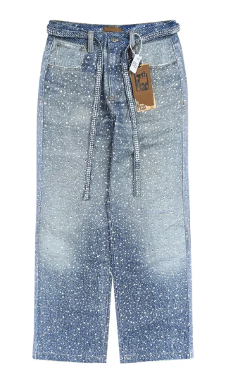 Birth Of Royal Child 3D Printed Washed Swarovski Diamond Jean Blue