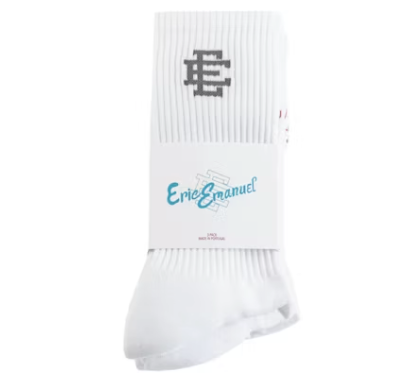 Eric Emanuel Crew Socks (2 Pair) White/Grey