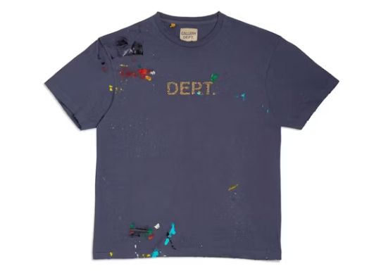 Gallery Dept Logo Hand Painted T-Shirt Navy