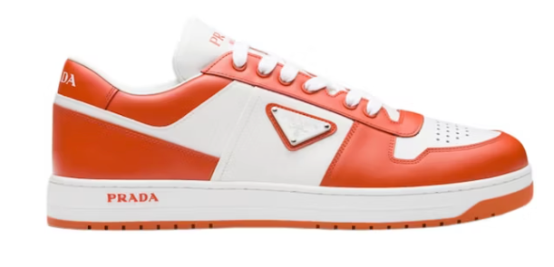 Prada Downtown Low Top Sneakers Leather White Orange
