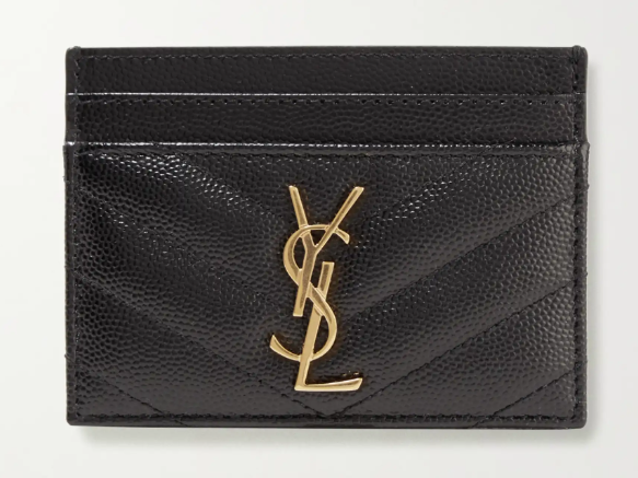 Saint Laurent YSL Monogramme Quilted Textured Leather Cardholder Black