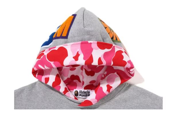 BAPE Shark Pullover Inside Camo Hoodie Grey Pink