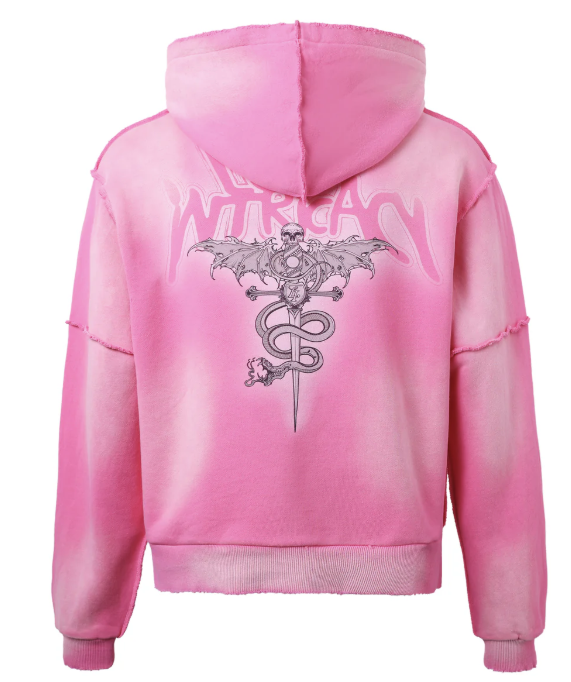 Lost Intricacy Pink Rhinestone Zip Up Hoodie