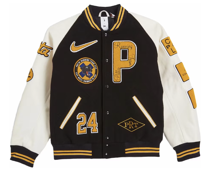 Nike x Patta Running Team Varsity Jacket Black/Yellow/White