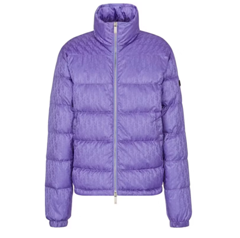 Dior Oblique Down Jacket Purple Nylon Jacquard