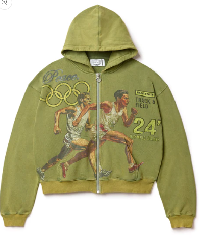Vale Forever Olive Olympic Zip Up Hoodie