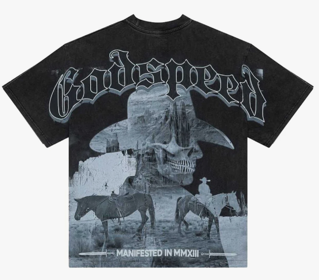 Godspeed Cowboy Horses Tee Washed Black