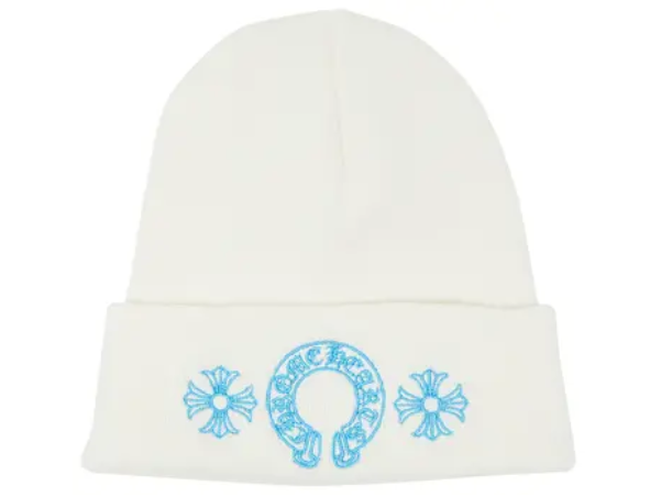 Chrome Hearts Miami Exclusive Horseshoe Beanie White/Blue