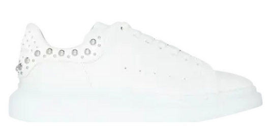 Alexander McQueen Oversized Sneaker White Silver Studded