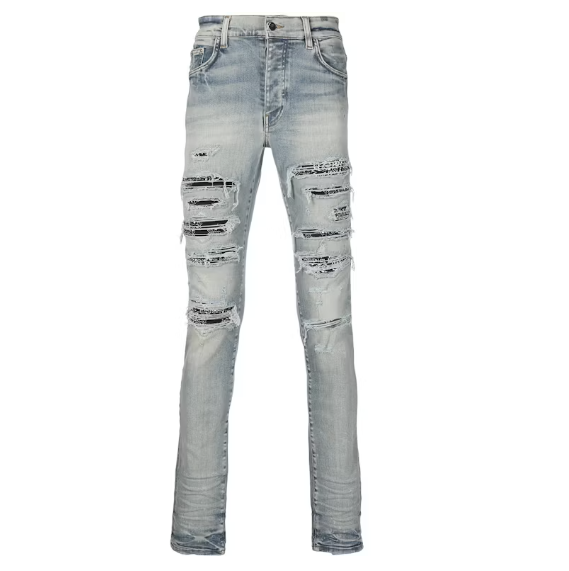 AMIRI Distressed Bandana Slim-Fit Jeans Clay Indigo