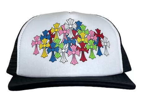 Chrome Hearts Multi Color Crosses Trucker Hat Black/White