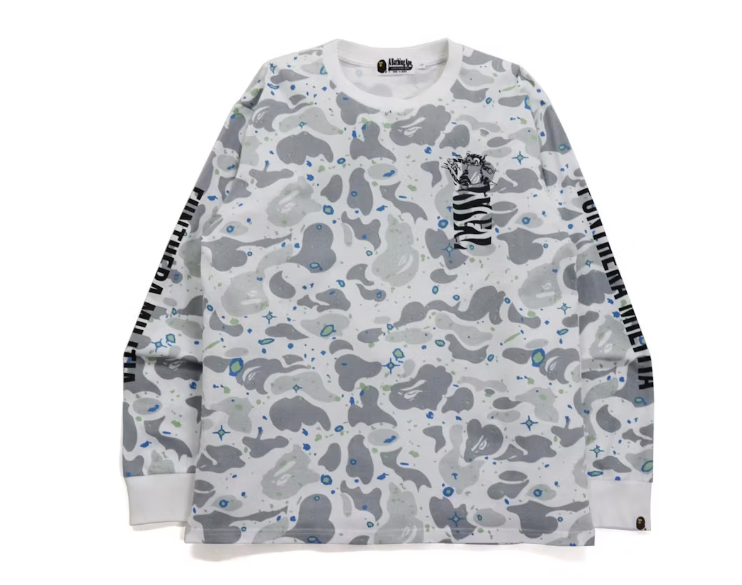 BAPE Space Camo Tiger L/S Tee White