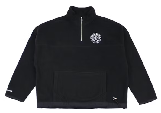 Chrome Hearts Half Zip Horse Shoe Fleece Jacket Black