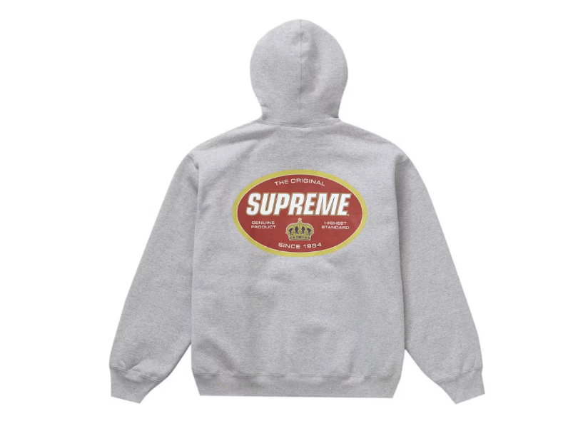 Supreme Crown Hooded Sweatshirt Heather Grey