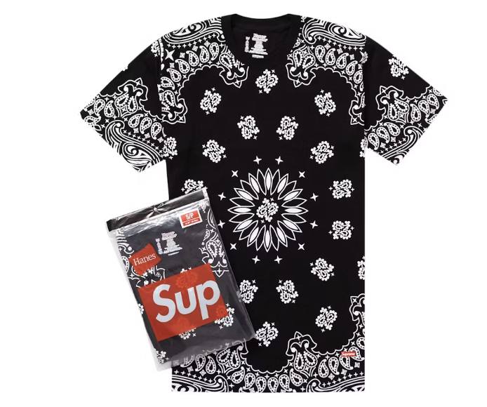 Supreme Hanes Bandana Tagless Tees (2 Pack) Black