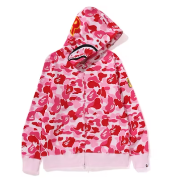 BAPE ABC Camo Shark PONR Full Zip Hoodie Pink