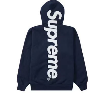 Supreme Satin Appliqué Hooded Sweatshirt Navy