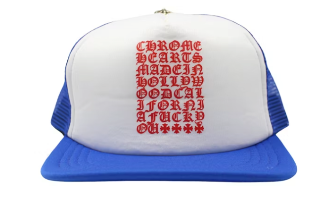 Chrome Hearts Eyechart Trucker Hat Blue/White/Red