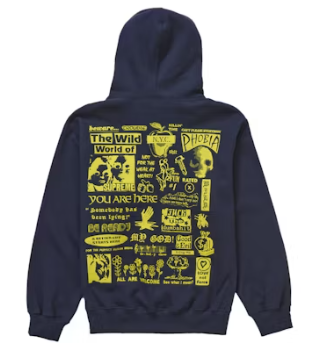 Supreme Wild Embroidered Hooded Sweatshirt Navy