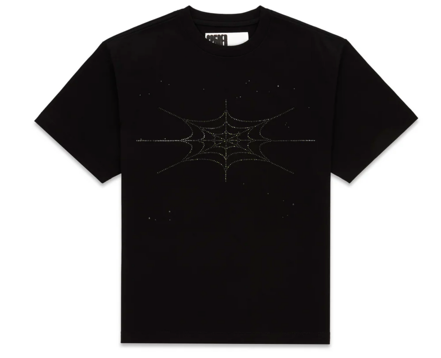 Sp5der Rhinestone Silk Tee Black