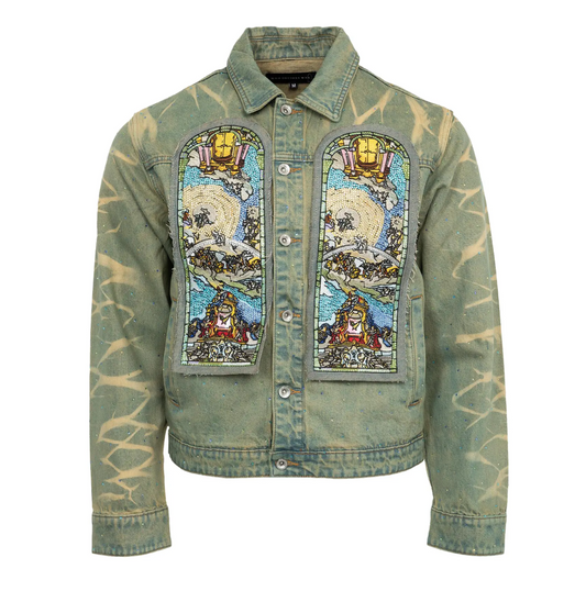 Who Decides War Unfurled Cropped Denim Jacket Multicolor