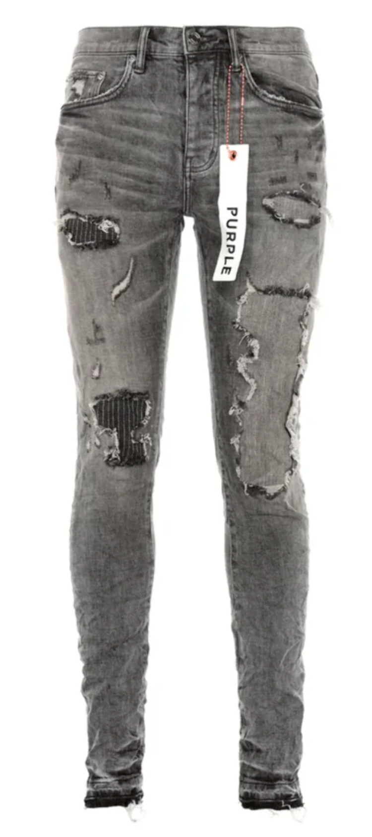 Purple Brand Stitch Patch Repair Jeans Grey