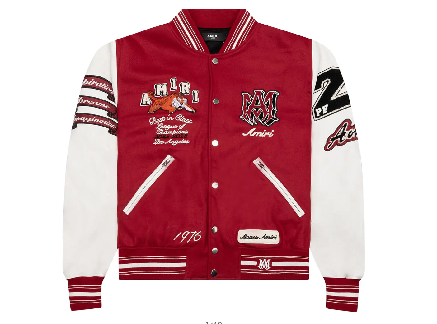 Amiri Vintage Patch Varsity Bomber Jacket Red