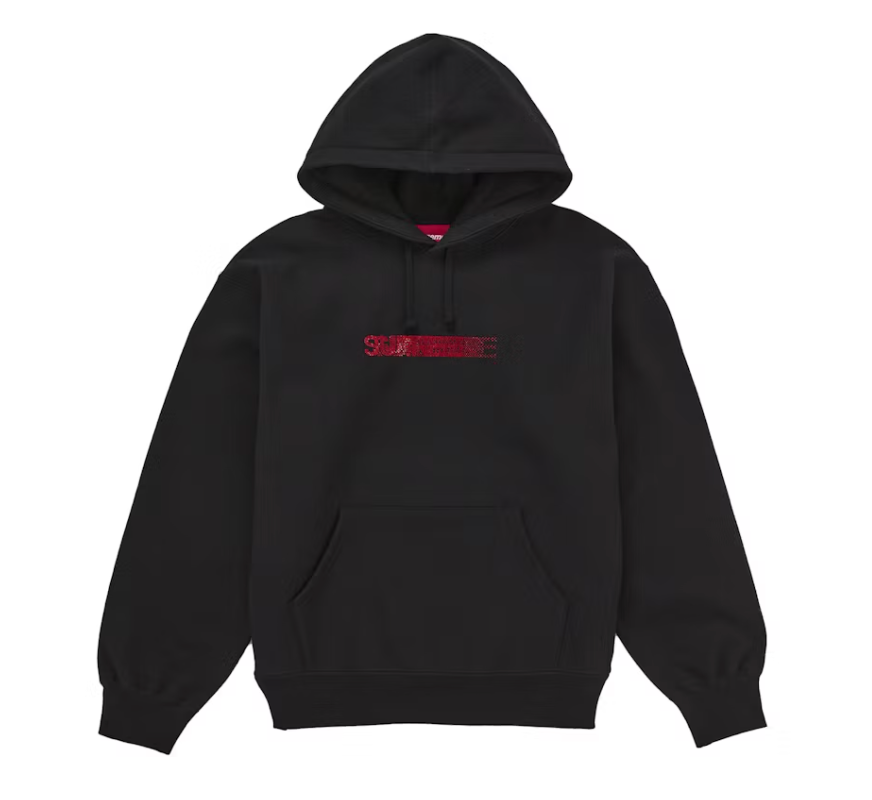 Supreme Swarovski Motion Logo Hooded Sweatshirt Black