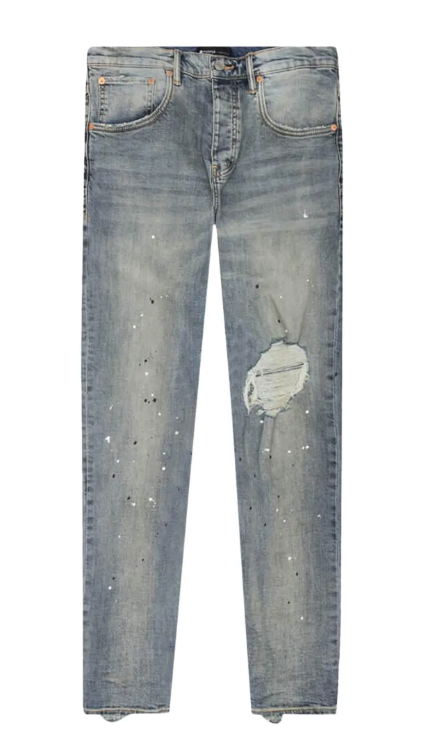 PURPLE BRAND Mid Rise Destroy Paint Jeans Blue