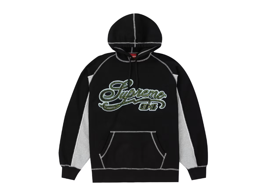 Supreme Paneled Script Hooded Sweatshirt Black