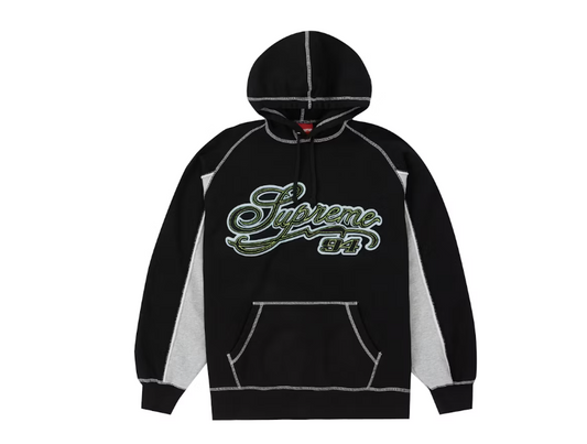 Supreme Paneled Script Hooded Sweatshirt Black