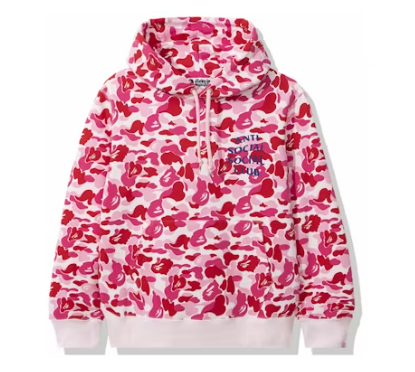 BAPE x Anti Social Social Club ABC Camo Pullover Hoodie Pink