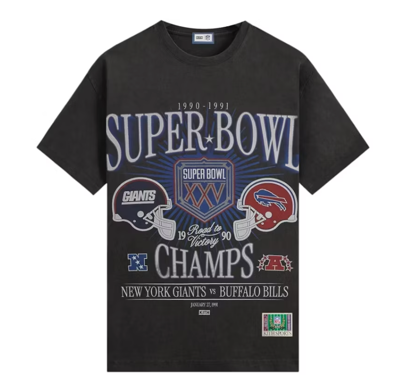 Kith x NFL Super Bowl Vintage Bishop Tee Black