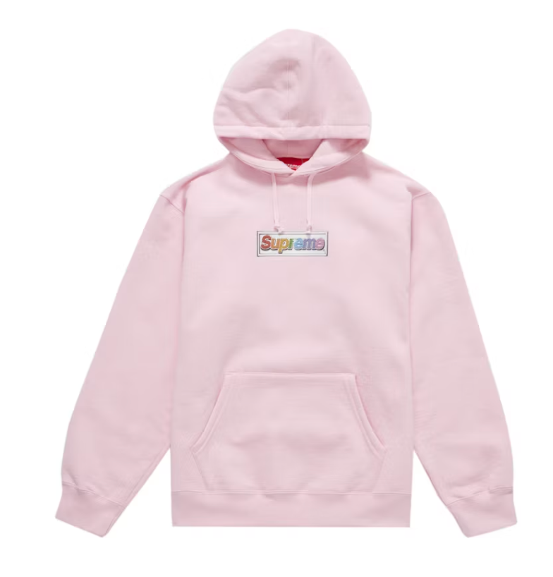 Supreme Bling Box Logo Hooded Sweatshirt Light Pink